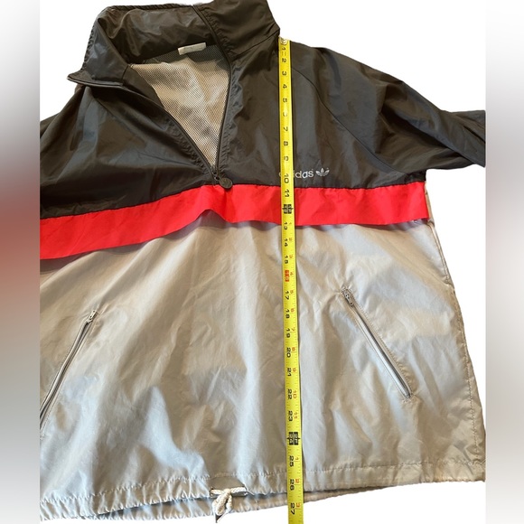 Adidas Vintage Black & Red 1/2 Zip Mesh Lined Windbreaker Jacket Adult Size L - Picture 4 of 7